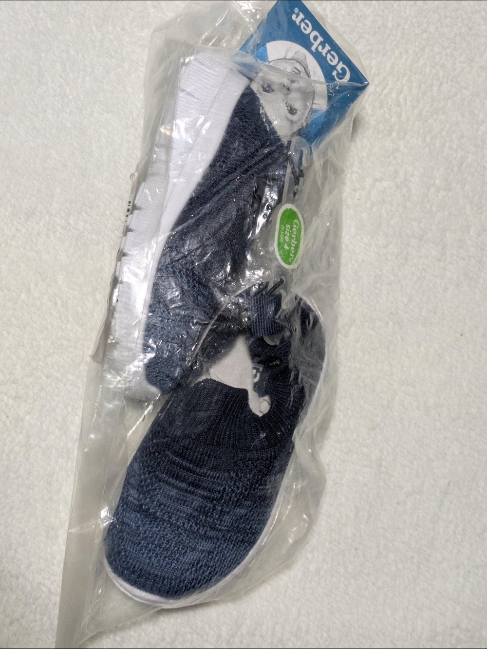 NWT Gerber Baby Neutral Navy Stretchy Knit Slip-On Sneaker Crib Shoes